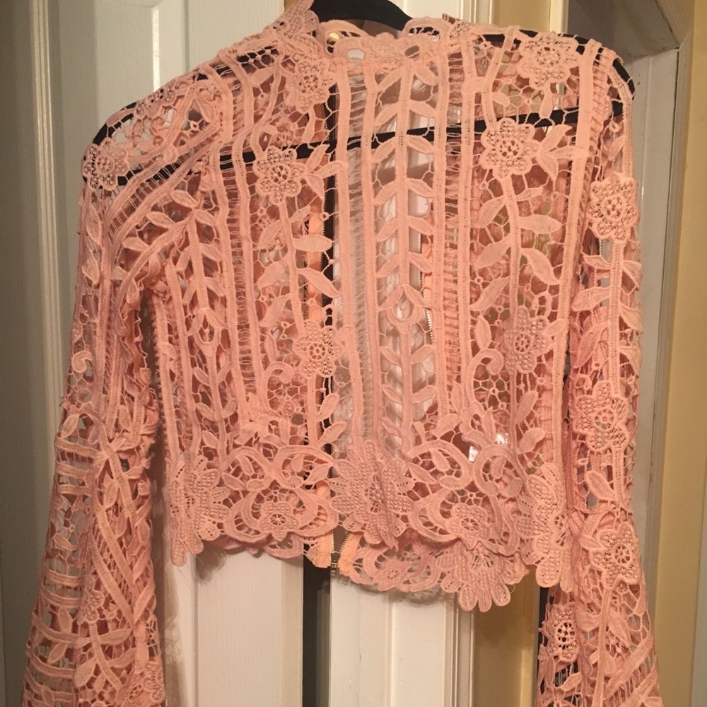 Pink lace crop top